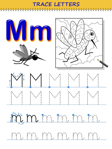 Lettera Alfabeto Studio Foglio Lavoro Stampabile Bambini Pagina Istruzione Libro — Vettoriale Stock