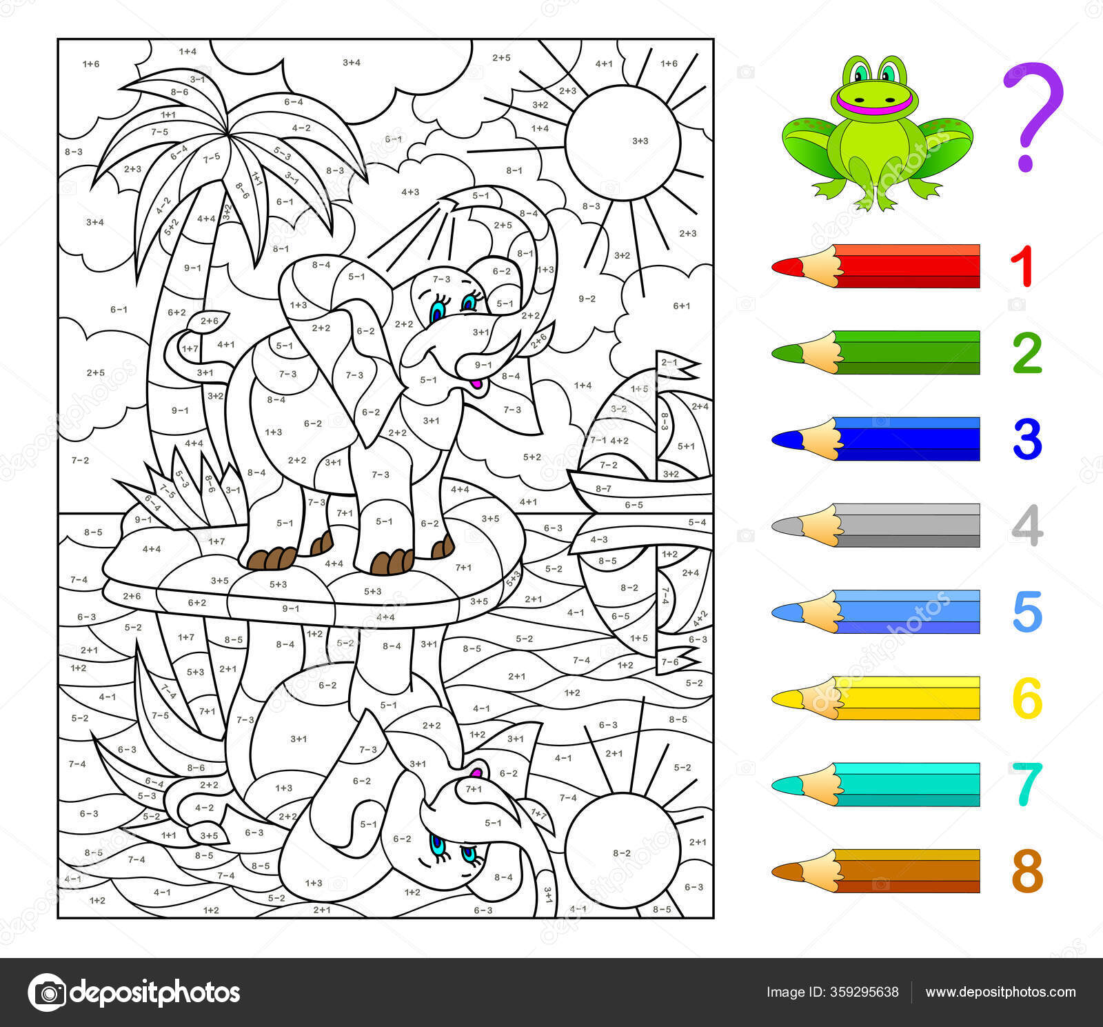 Vetores de Jogo De Matemática Quebracabeça Para Crianças Esboço De Página  De Coloração De Pato De