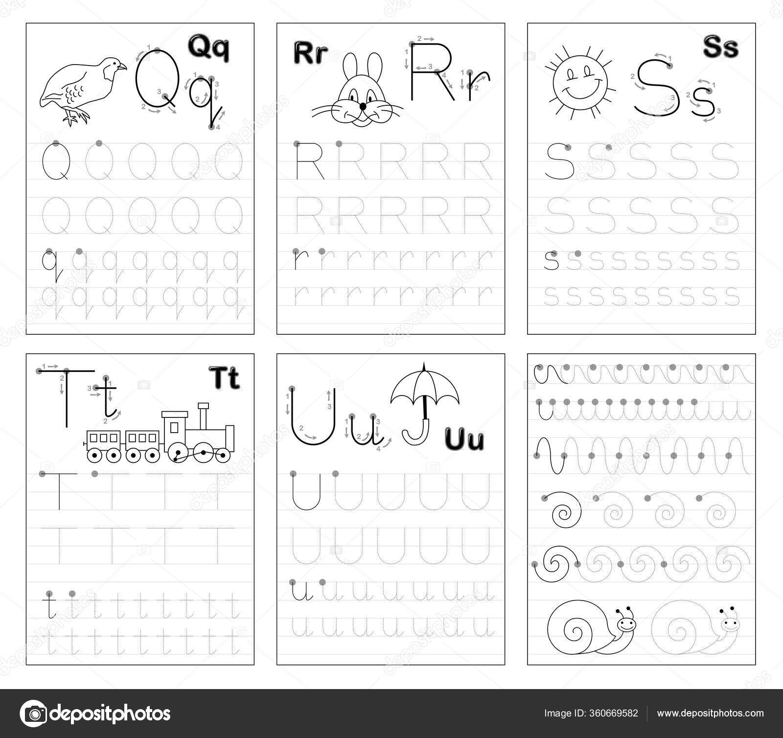set black white educational pages line kids learn trace alphabet stock vector image by c nataljacernecka 360669582