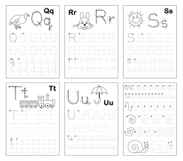 Tracing Alphabet Letter Black White Educational Pages Line Kids ...