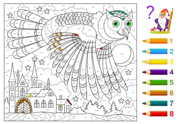 Educação Matemática Para Crianças Pequenas Livro Colorir Exercícios Matemáticos Sobre —  Vetores de Stock