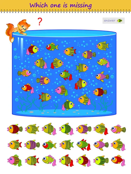 Logická Puzzle Hra Pro Děti Dospělé Která Těch Ryb Akváriu — Stockový vektor