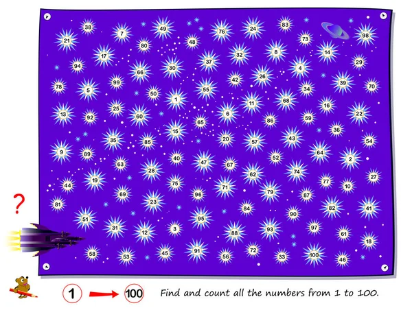 Logica Puzzel Spel Voor Kinderen Volwassenen Zoek Tel Alle Nummers — Stockvector