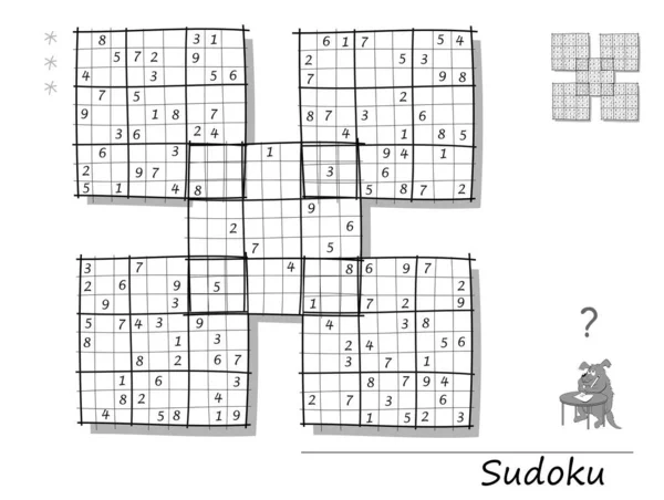 Logic Sudoku Game Children Adults Big Size Puzzle Squares Difficult — Stock Vector