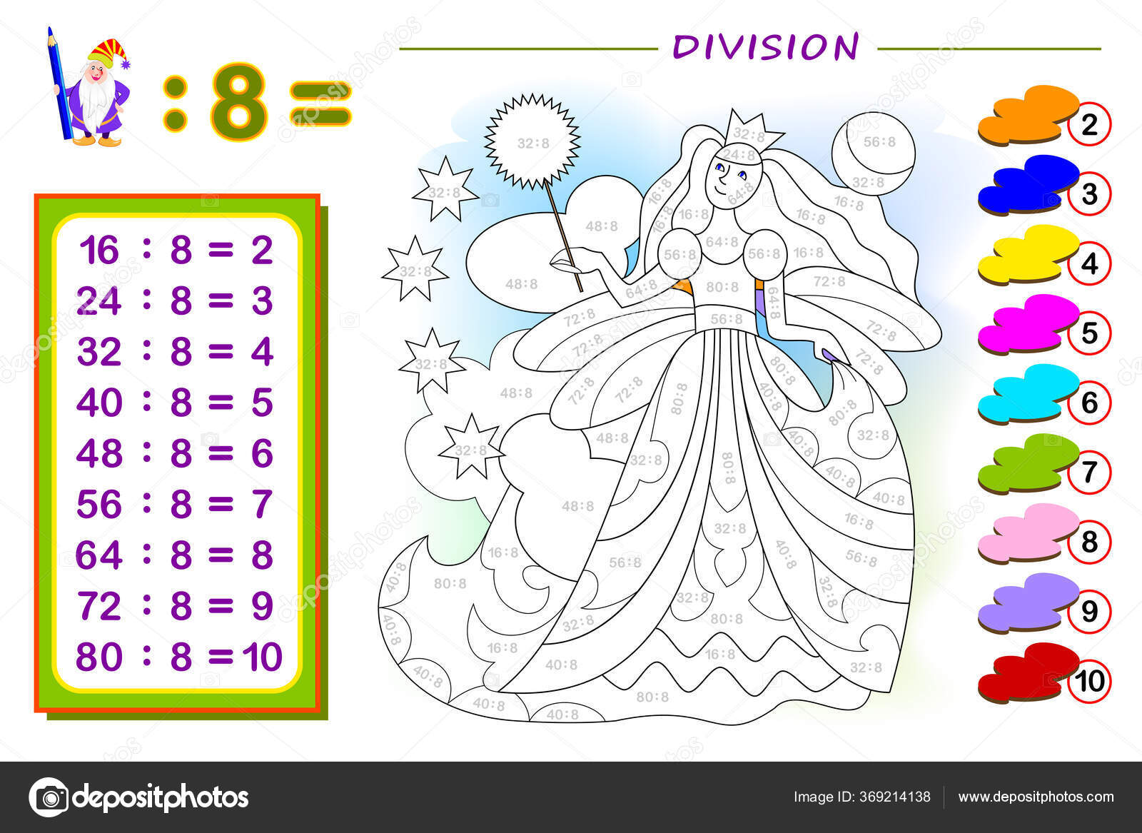 Exercício Para Crianças Com Divisão Por Número 2. Pintar a Ilustração.  Página Educativa Para O Livro De Bebês Da Matemática. Impri Ilustração do  Vetor - Ilustração de brinquedo, livro: 221337793
