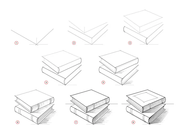 Sidan Visar Hur Man Lär Sig Att Teckna Böcker Skapa — Stock vektor