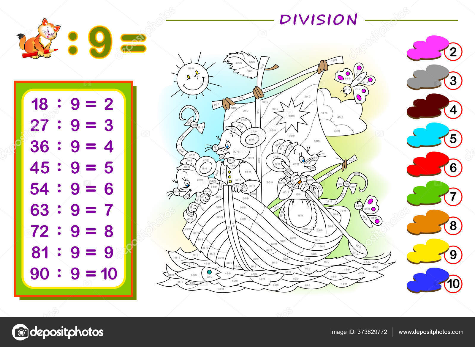 Localizar E Colorir Número 8. Jogo De Matemática Para Crianças