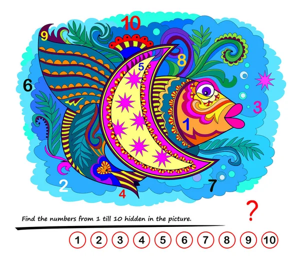 Jogo Puzzle Lógico Educação Matemática Para Crianças Pequenas Encontre Números —  Vetores de Stock