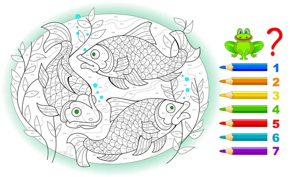 Educación Matemática Para Niños Pequeños Libro Para Colorear Ejercicios Matemáticos — Archivo Imágenes Vectoriales