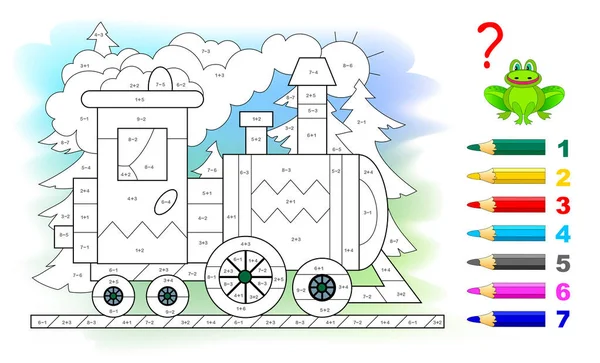 Matheunterricht Für Kleine Kinder Malbuch Mathematische Übungen Über Addition Und — Stockvektor