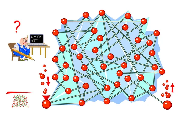 Logica Puzzel Spel Met Labyrint Voor Kinderen Volwassenen Help Professor — Stockvector