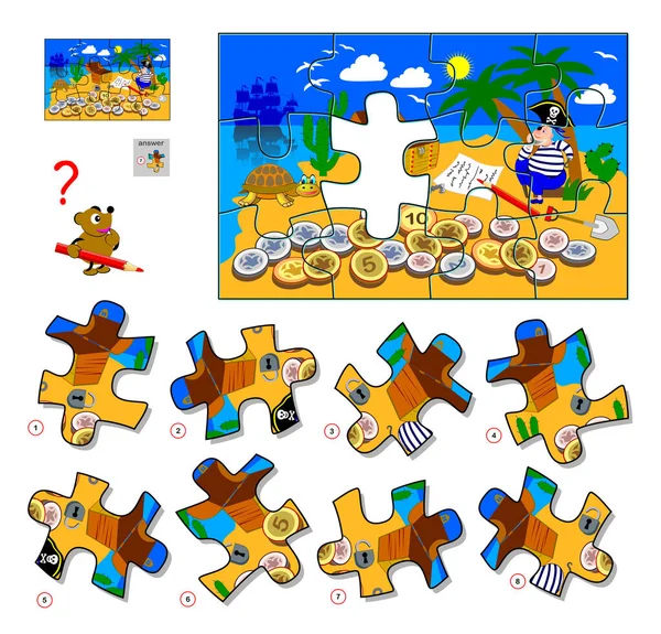 Lógica Juego Puzzle Para Niños Adultos Encuentra Pieza Imagen Que — Archivo Imágenes Vectoriales