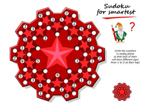 Akıllılar Için Mantık Sudoku Bulmacası Oyunu Her Yıldızın Tepesinde Den — Stok Vektör