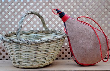 wineskin and basket clipart