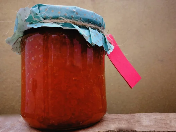 jam jar with label