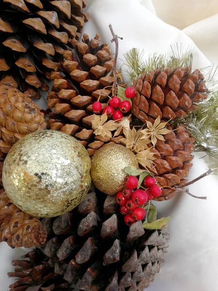 Christmas New Year Card Pineapples Berries Stock Photo