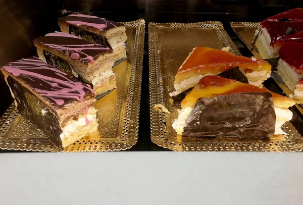 pastry cakes in trays