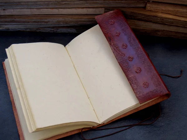 Notebook Recycled Paper Bound Leather — Stock Photo, Image