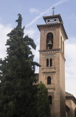 ancient bell tower in the old Granada, Spain