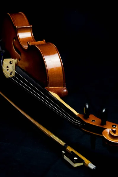 Sida Violin Svart Bakgrund — Stockfoto