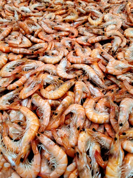 Camarões Cozinhados Mercado Peixe — Fotografia de Stock