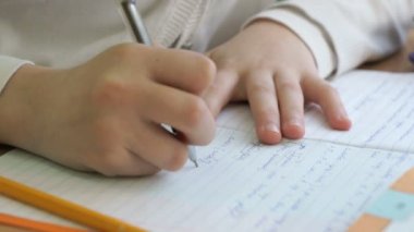 Öğrenci metni bir çalışma kitabında bir kalemle yazar