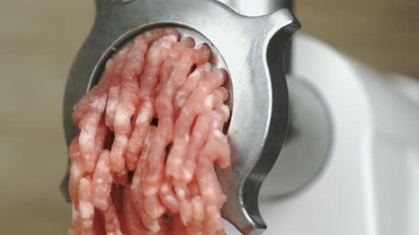 Cooking the meat forcemeat using the meat grinder — Stock Video