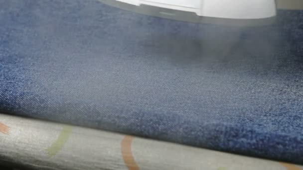 Process of steaming of clothes using steam cleaner — Stock Video