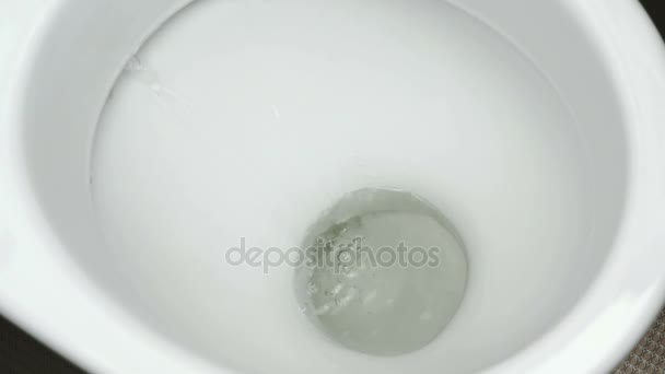 Wasser in die Toilettenschüssel spülen — Stockvideo