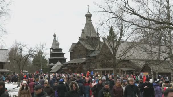 Vitoslavlitsy.Veliky Novgorod.Shrovetide carnaval — Stockvideo