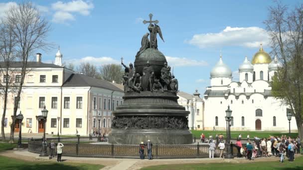 Oroszország millenniumi emlékműve Veliky Novgorodban — Stock videók