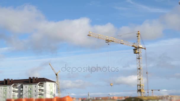 Construction cranes at construction site — Stock Video