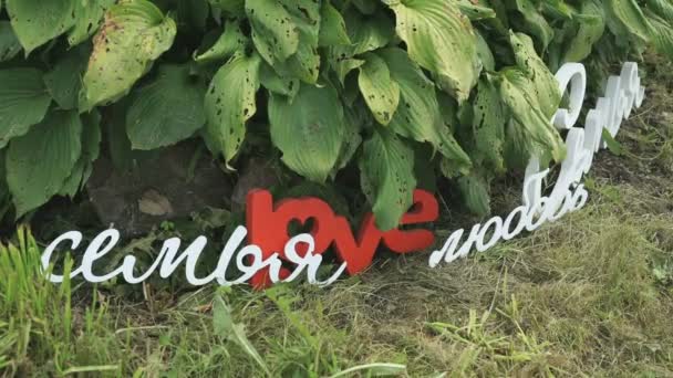 Decorações de casamento na grama verde — Vídeo de Stock