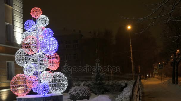 Nochevieja - Árbol de Navidad led — Vídeo de stock