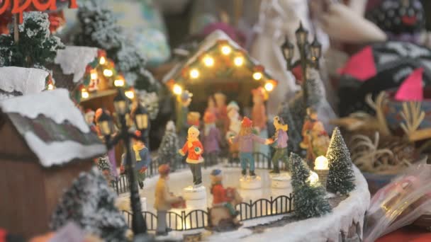 Christmas toy souvenir - ice rink — Stock Video