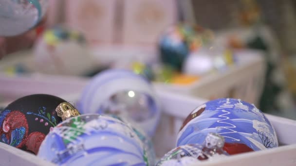 New Year theme. Glass bowls different design Video Clip