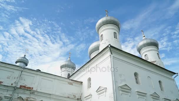 Russian Orthodox monastery on summer day — Stock Video