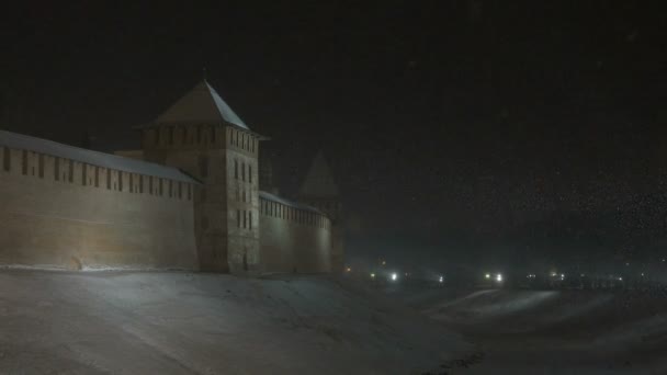 Kremlin de Veliky Novgorod no inverno, Rússia — Vídeo de Stock