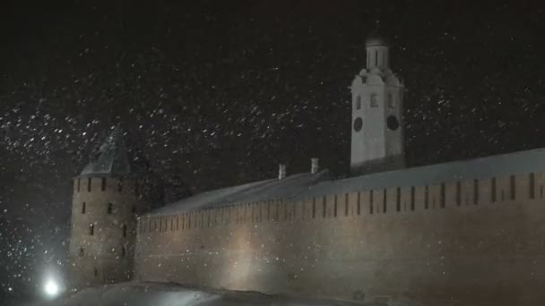 冬には、ロシアのノヴゴロドのクレムリン — ストック動画
