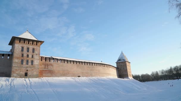 Kremlin de Veliky Novgorod en invierno, Rusia — Vídeos de Stock