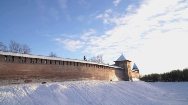 겨울, 러시아 노브고로드의 크렘린 — 비디오