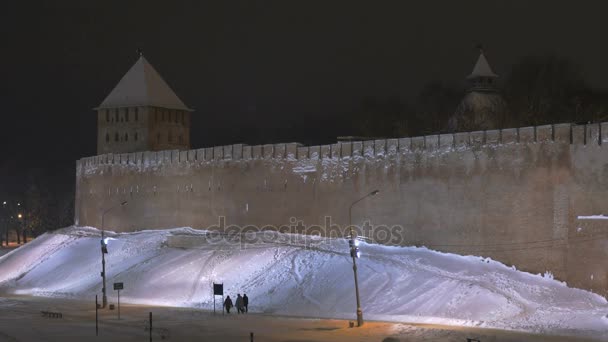 Kremlin of Veliky Novgorod in winter, Russia — Stock Video