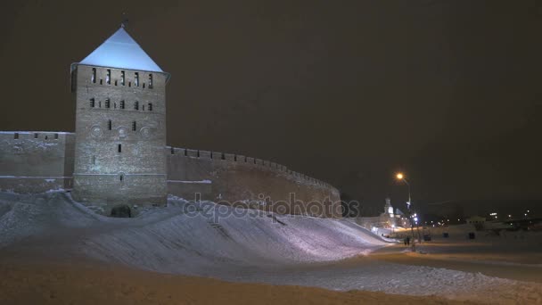 Kremlin de Veliky Novgorod no inverno, Rússia — Vídeo de Stock