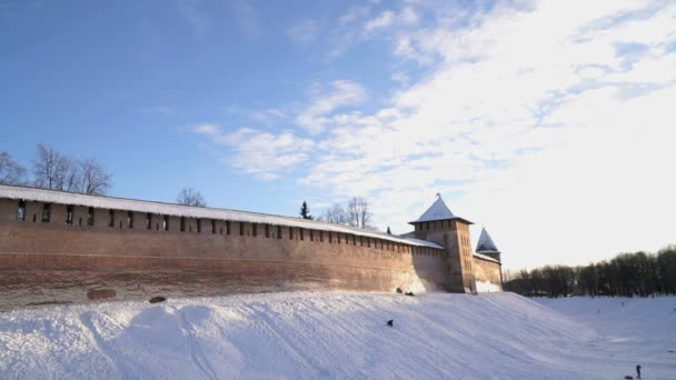 Kreml von Veliky Novgorod im Winter, Russland — Stockvideo