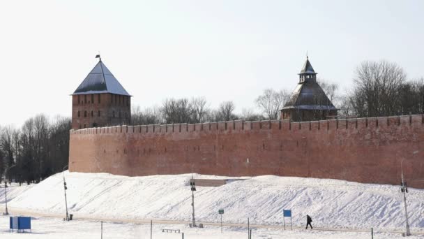 Kremlin de Veliky Novgorod en invierno, Rusia — Vídeos de Stock
