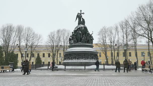 Veliky Novgorod 'daki Rusya Milenyumu anıtı — Stok video