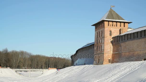 Kremlin de Veliky Novgorod en hiver, Russie — Video