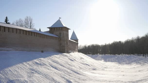 Kremlin of Veliky Novgorod in winter, Russia — Stock Video