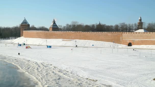 Kreml i Veliky Novgorod på vintern, Ryssland — Stockvideo