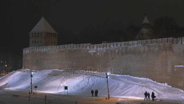 Kremlin Veliky Novgorod kışın, Rusya Federasyonu — Stok video